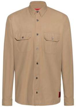 Hugo Relaxed-fit overshirt in cotton twill with signature patch