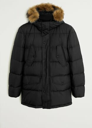 Detachable faux-fur water-repellent anorak