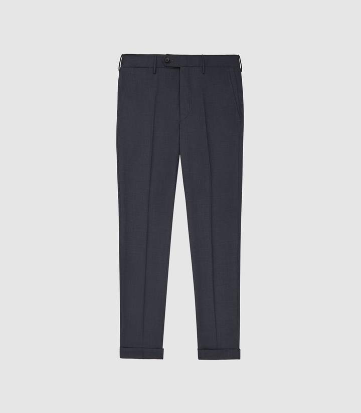 Reiss Chiltern - Wool Blend Slim Fit Trousers in Airforce Blue