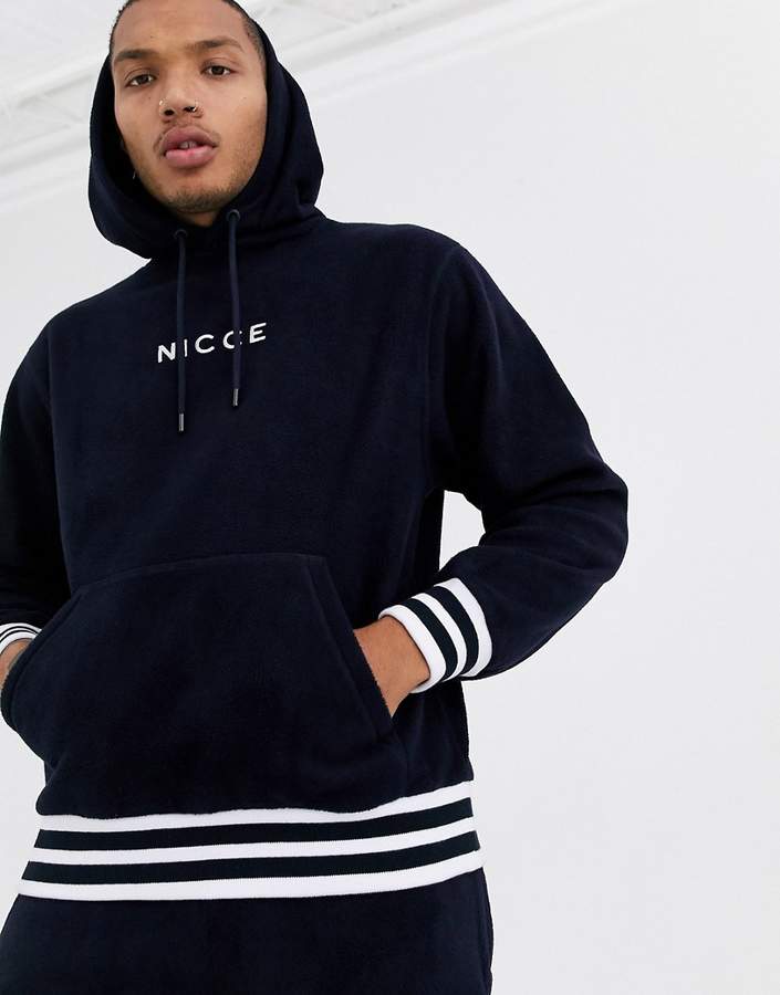 Nicce hoodie in navy polar fleece